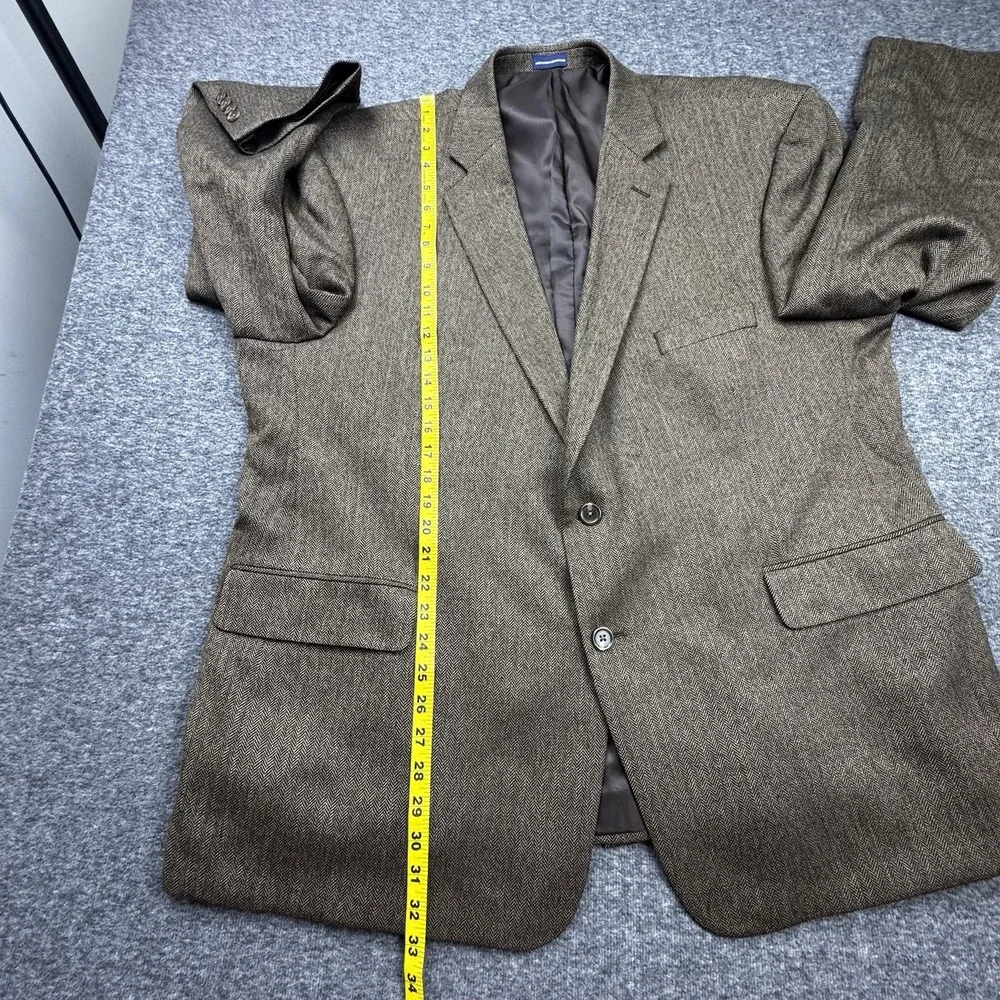 Stafford Men's 100%‎ Wool 2-Button Classic Fit Blazer Brown Herringbone Sz 52R